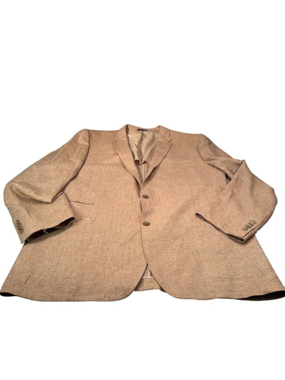 Egara Herringbone Linen Sport Coat Mens Slim Fit Tan Blazer Two Button Jacket
